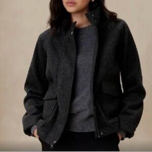 NWT Banana Rebublic Factory Brushed Melton Pocket Jacket - Charcoal - XS